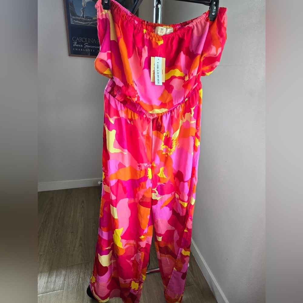 NWT Vibrant Pink and Orange Jumpsuit XL